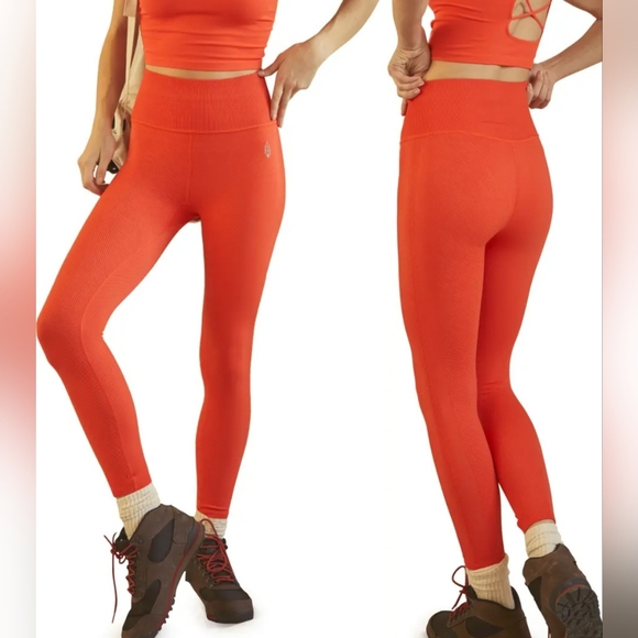 FP Movement Free Throw High Waist Ribbed Leggings M/L Ripe Persimmon NWOT FP058 - Picture 3 of 9
